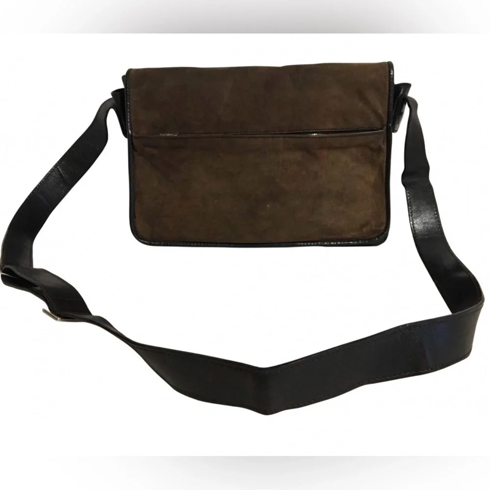 Cole haan unisex Brown distressed Leather Messenger Bag